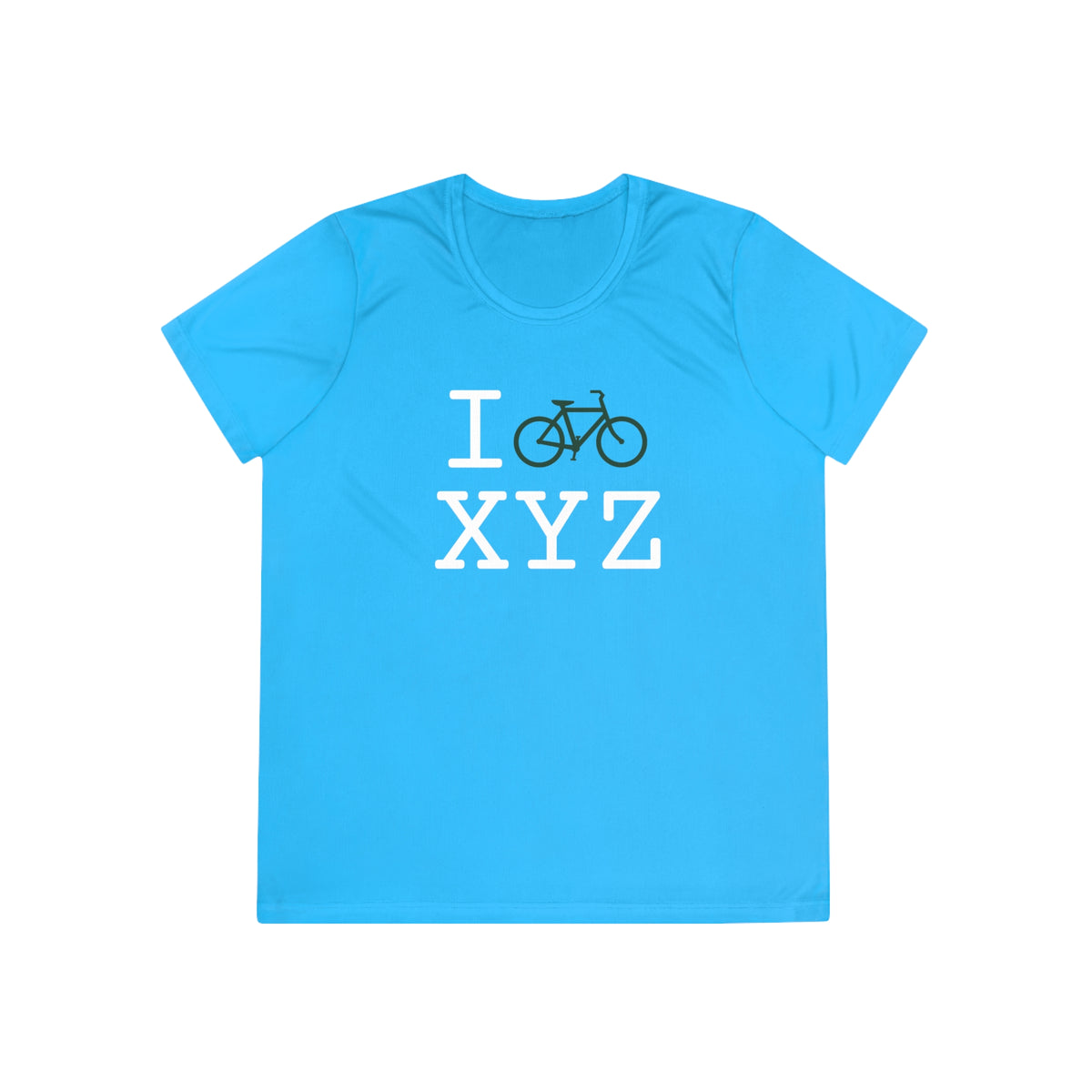 I Bike women's athletic T, dark green bike