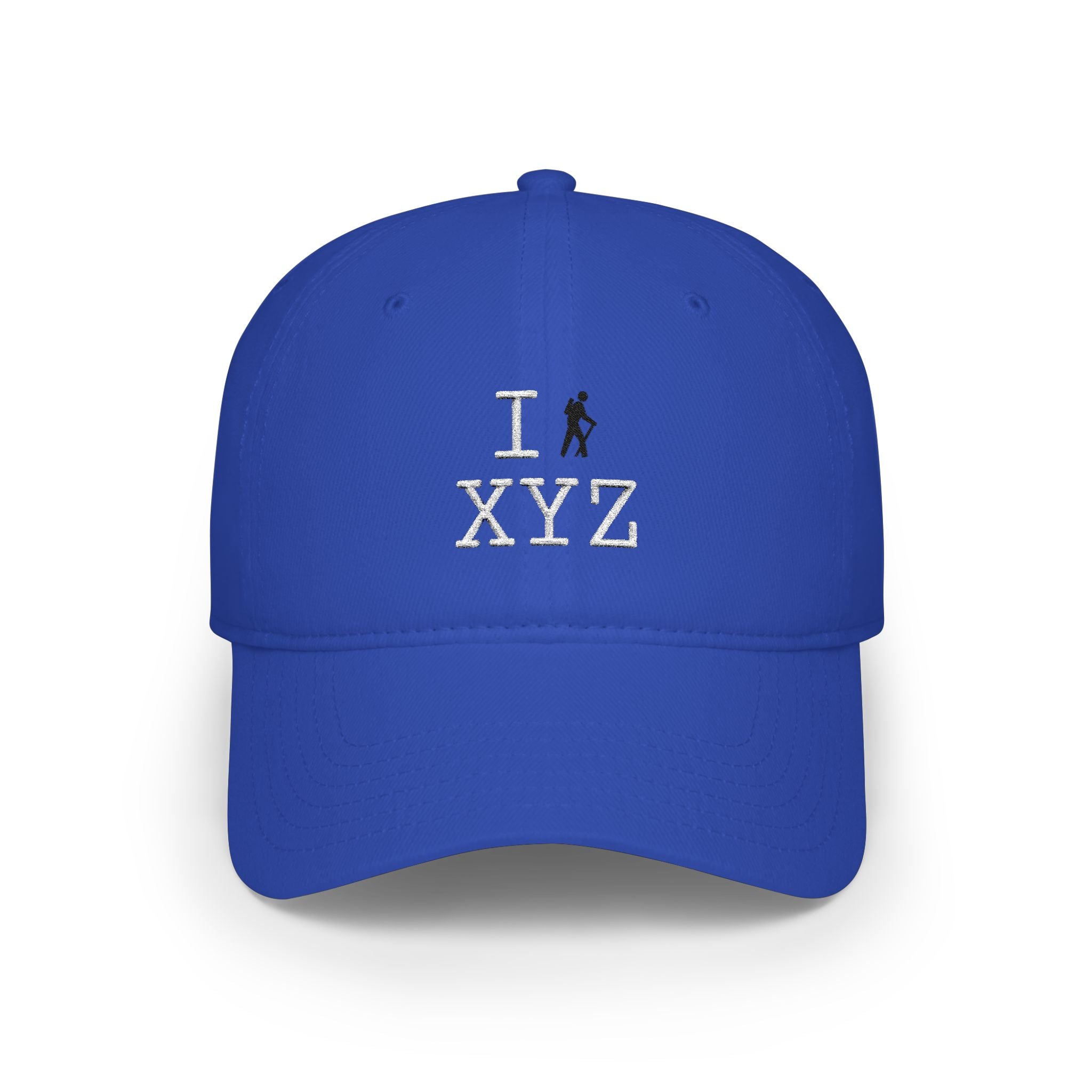 I Hike baseball cap, black hiker