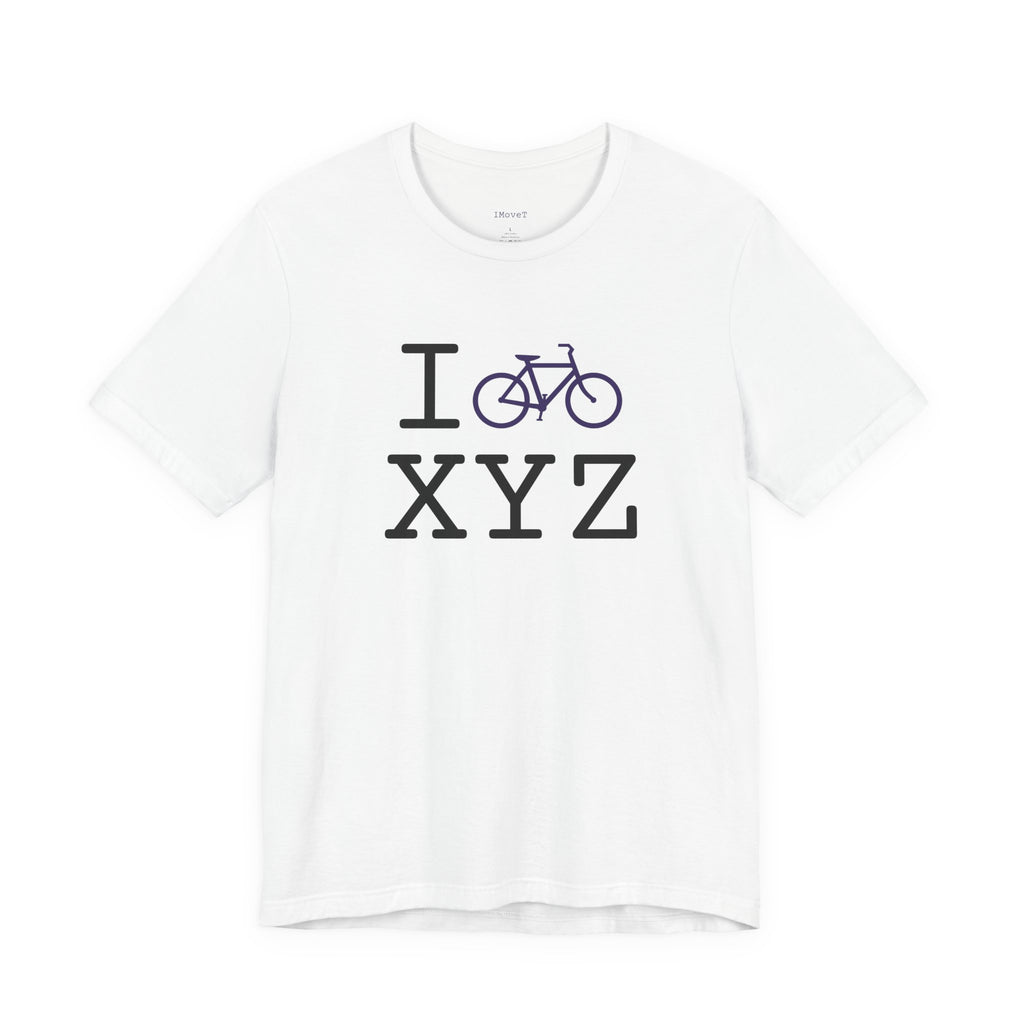 I Bike ___ unisex T, purple bike