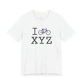 I Bike ___ unisex T, purple bike