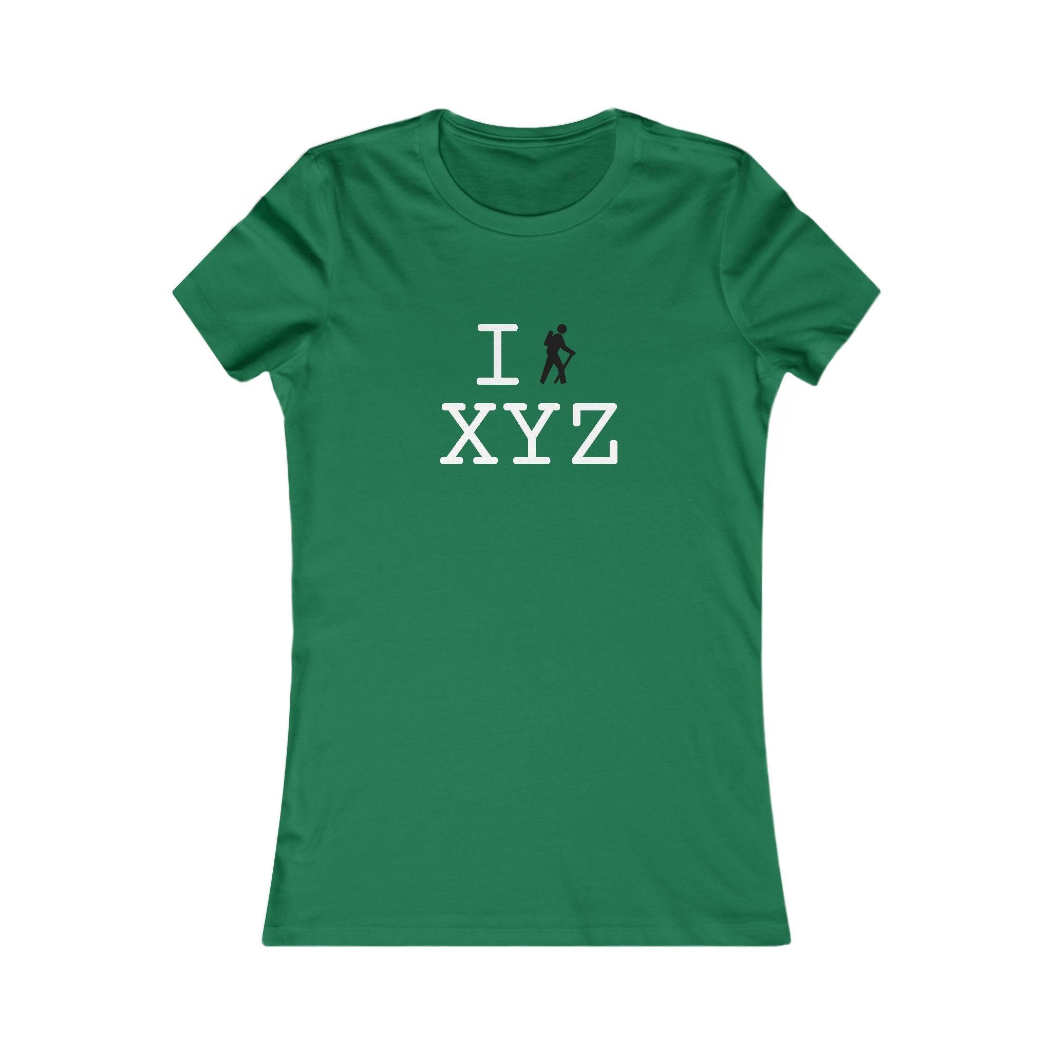 "I Hike ___" women's T, black hiker
