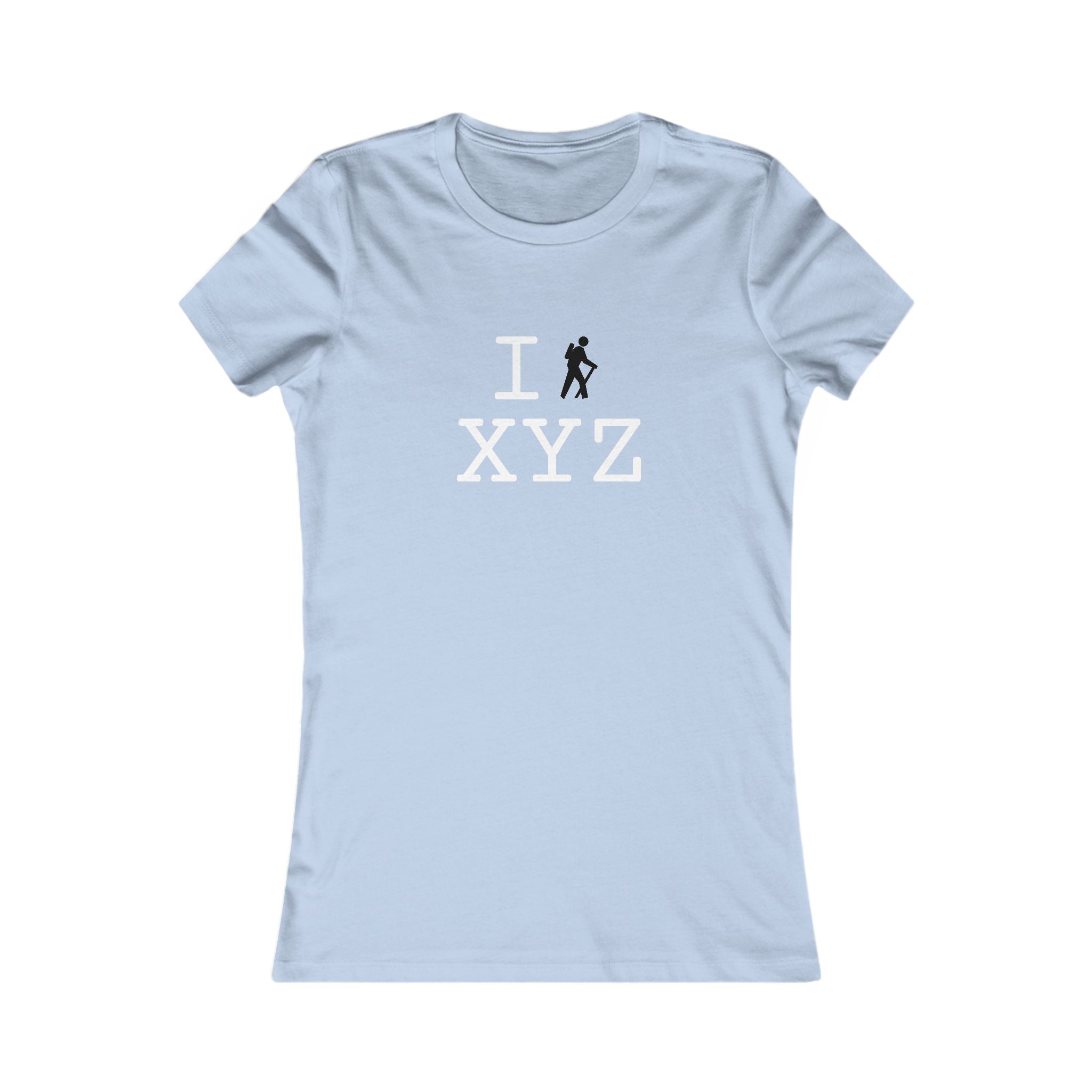 "I Hike ___" women's T, black hiker