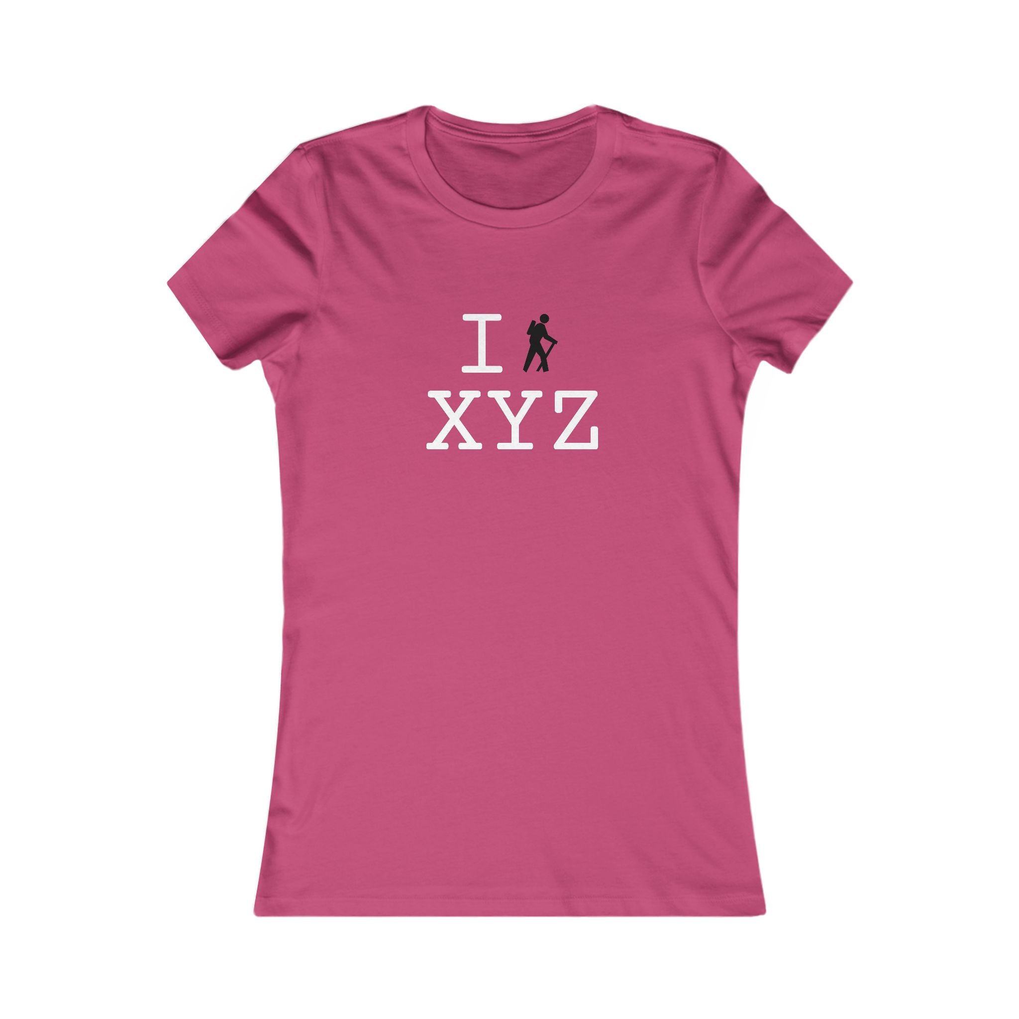 "I Hike ___" women's T, black hiker