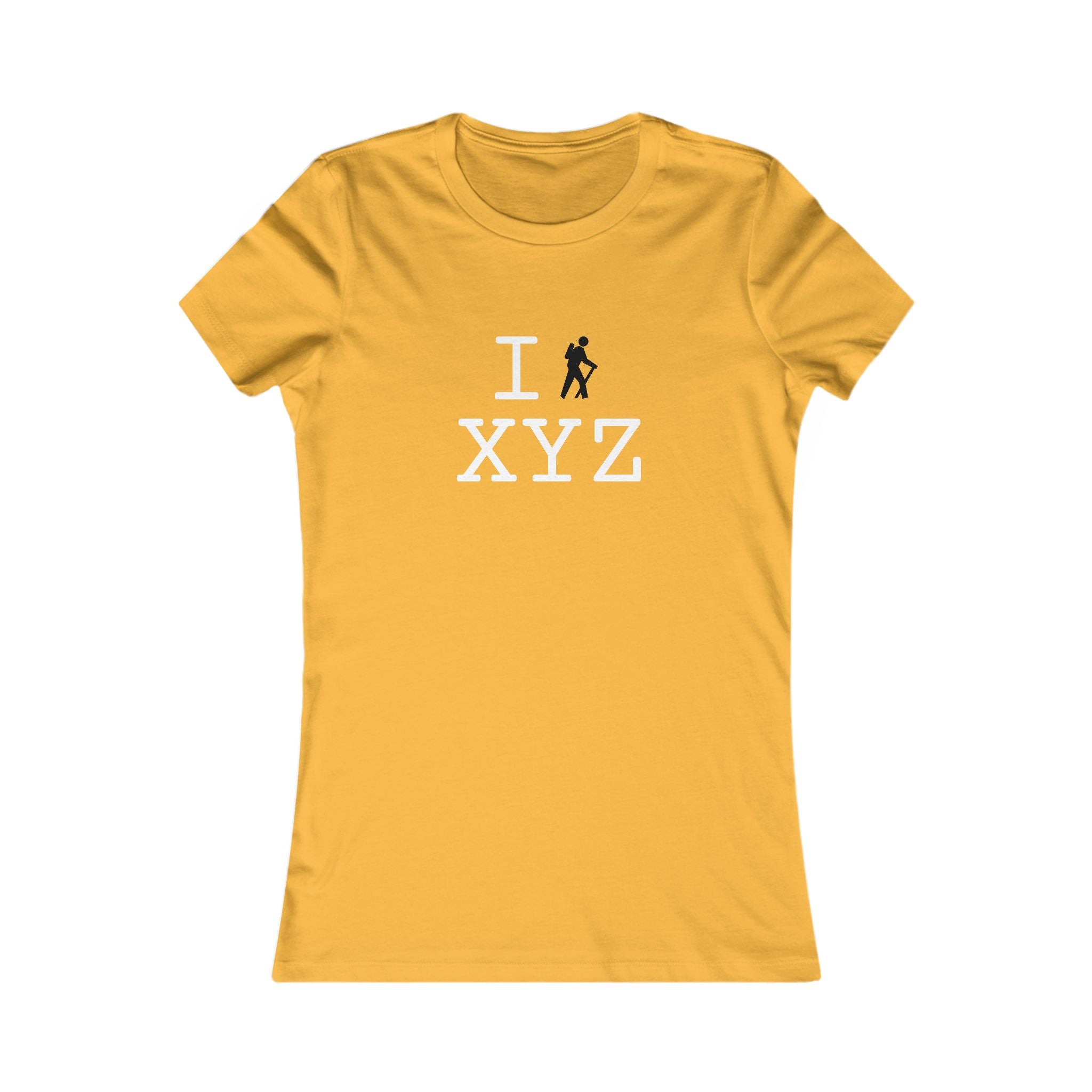 "I Hike ___" women's T, black hiker