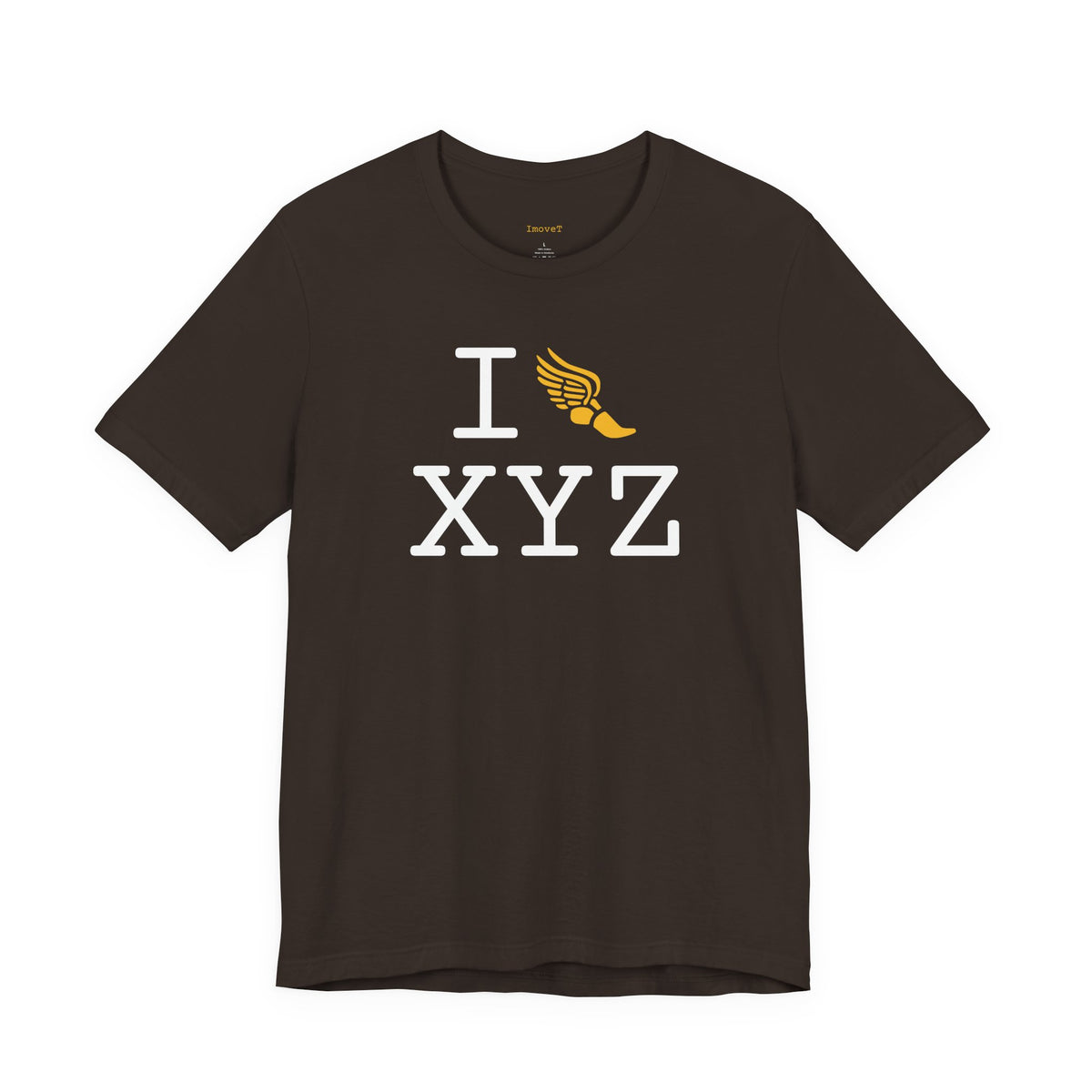 I Run unisex T, yellow logo