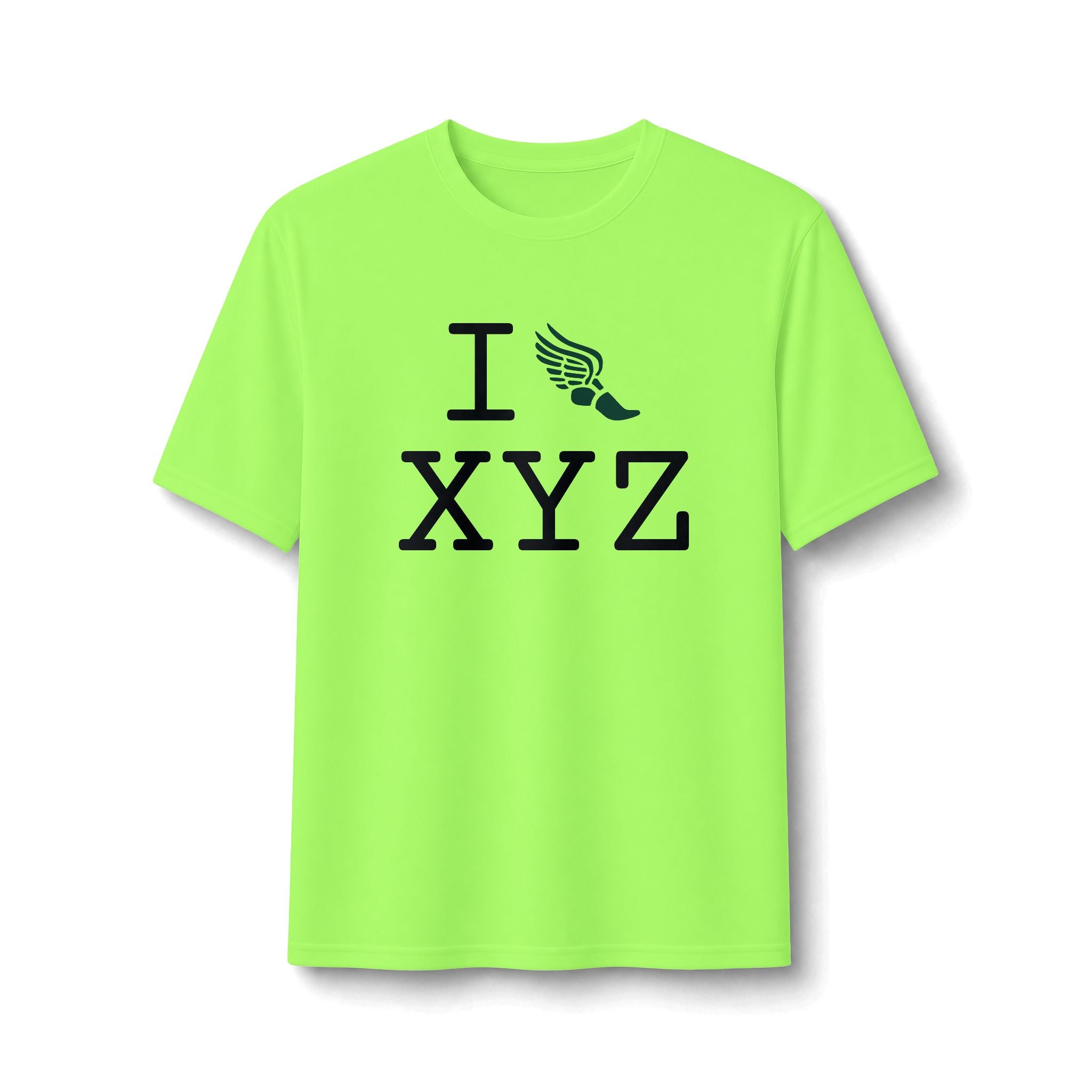 I Run ___ athletic T, dark green logo
