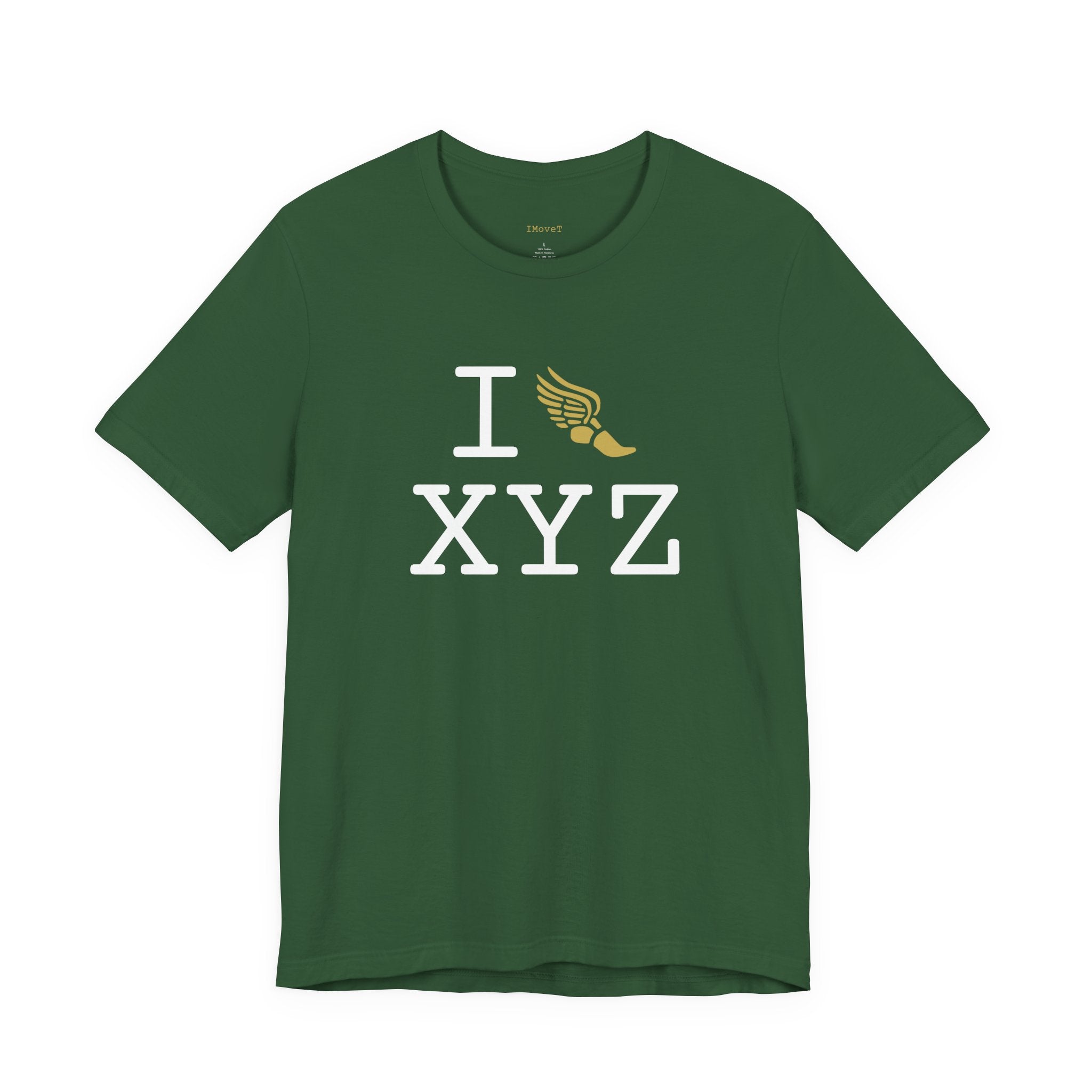 I Run ___ unisex T, gold logo
