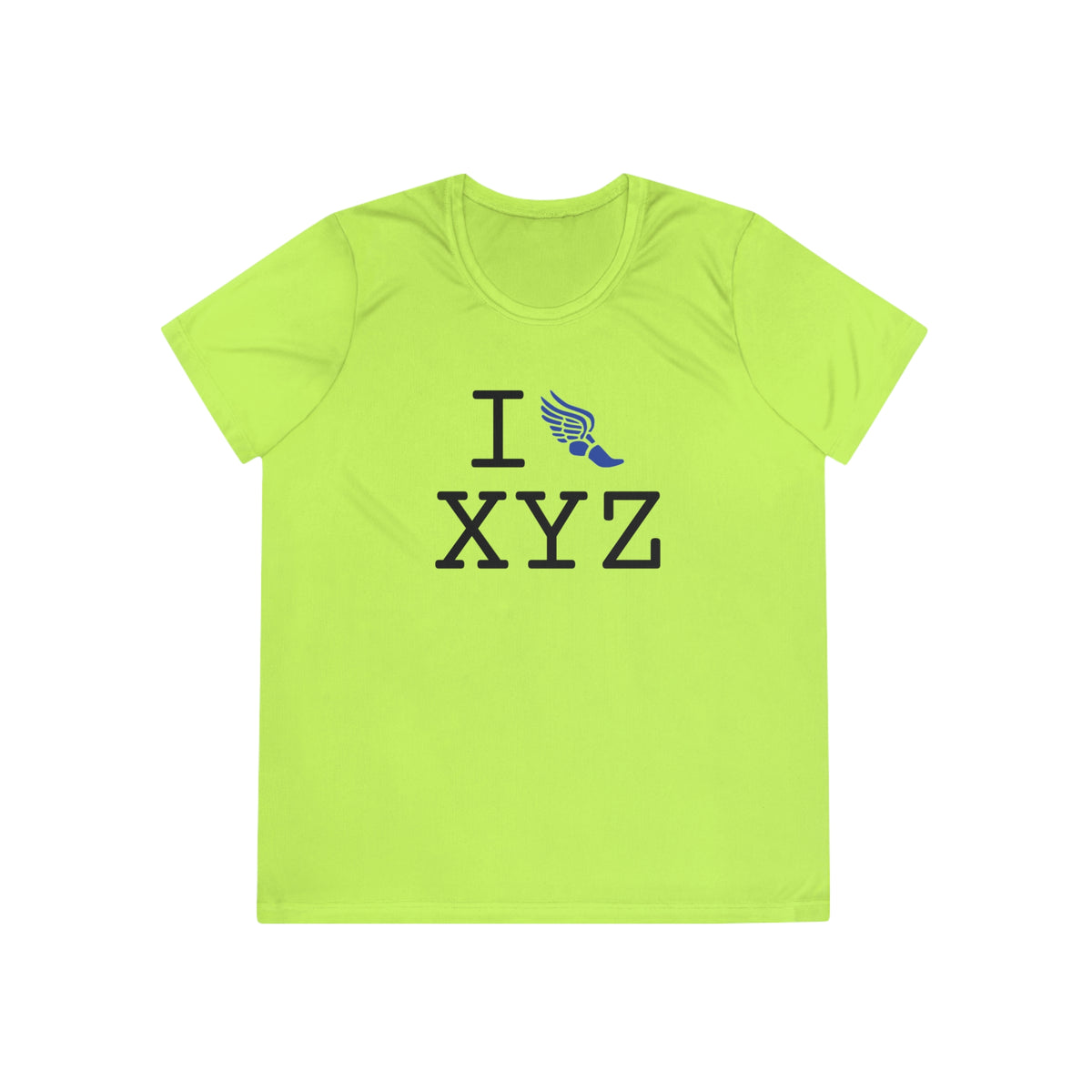 I Run women's athletic T, blue logo