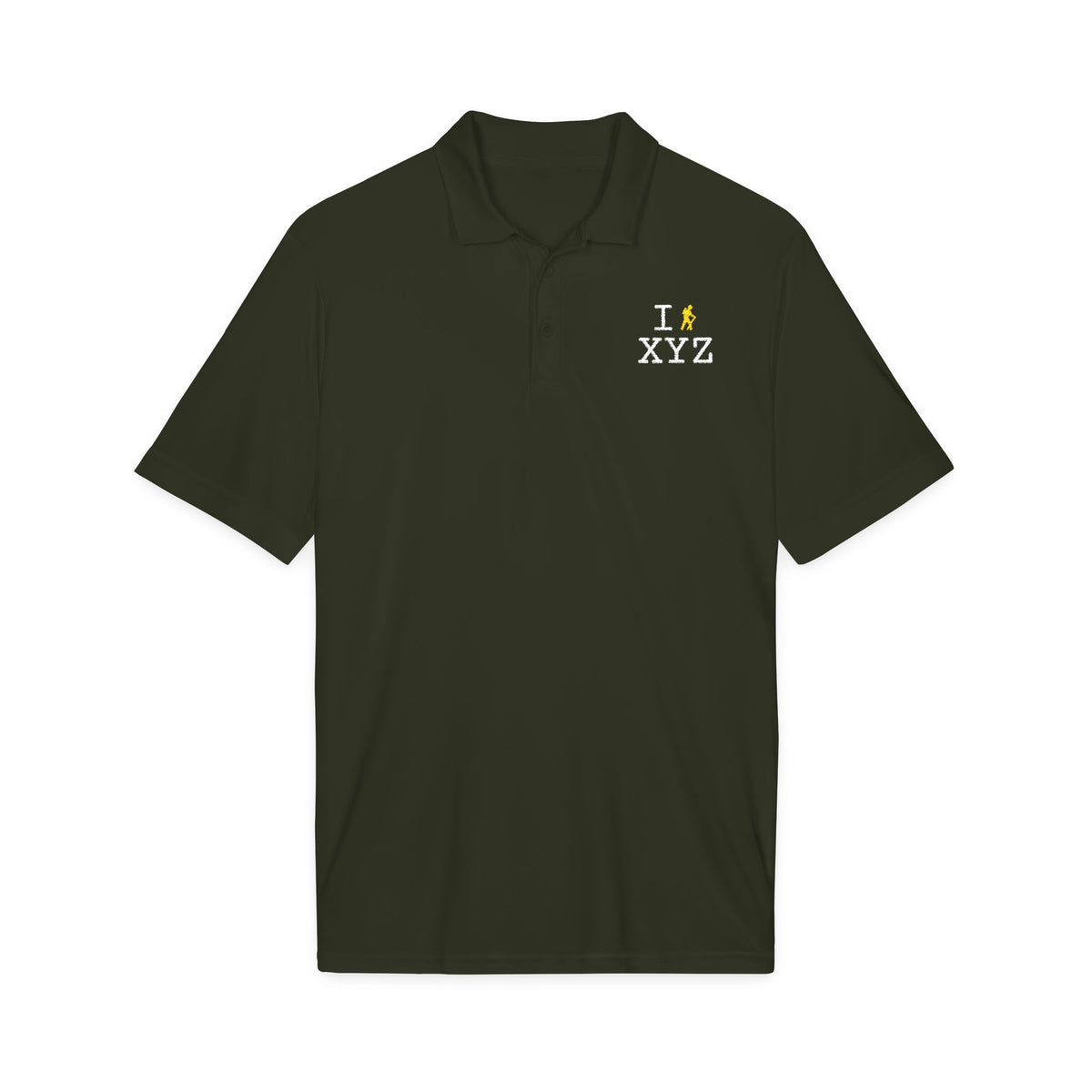 I Hike polo, yellow hiker