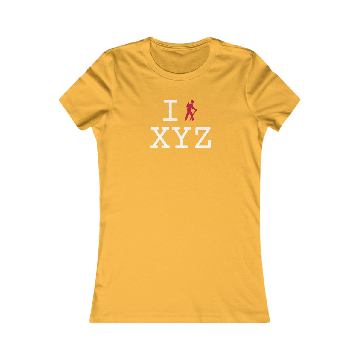 I Hike women's T, red hiker