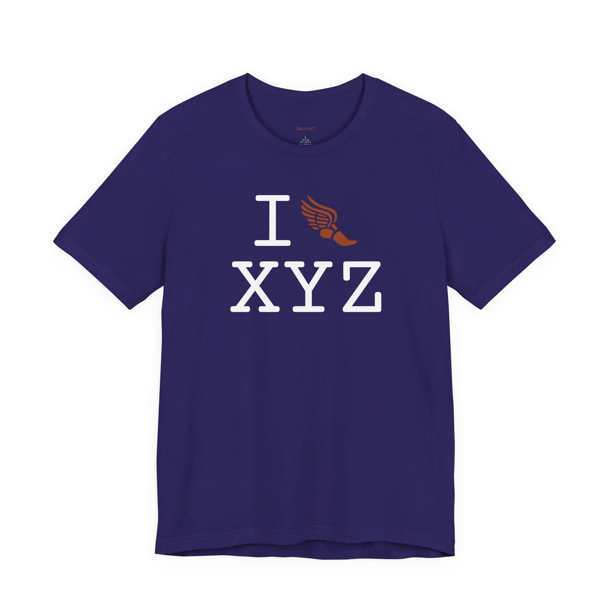 I Run unisex T, dark orange logo