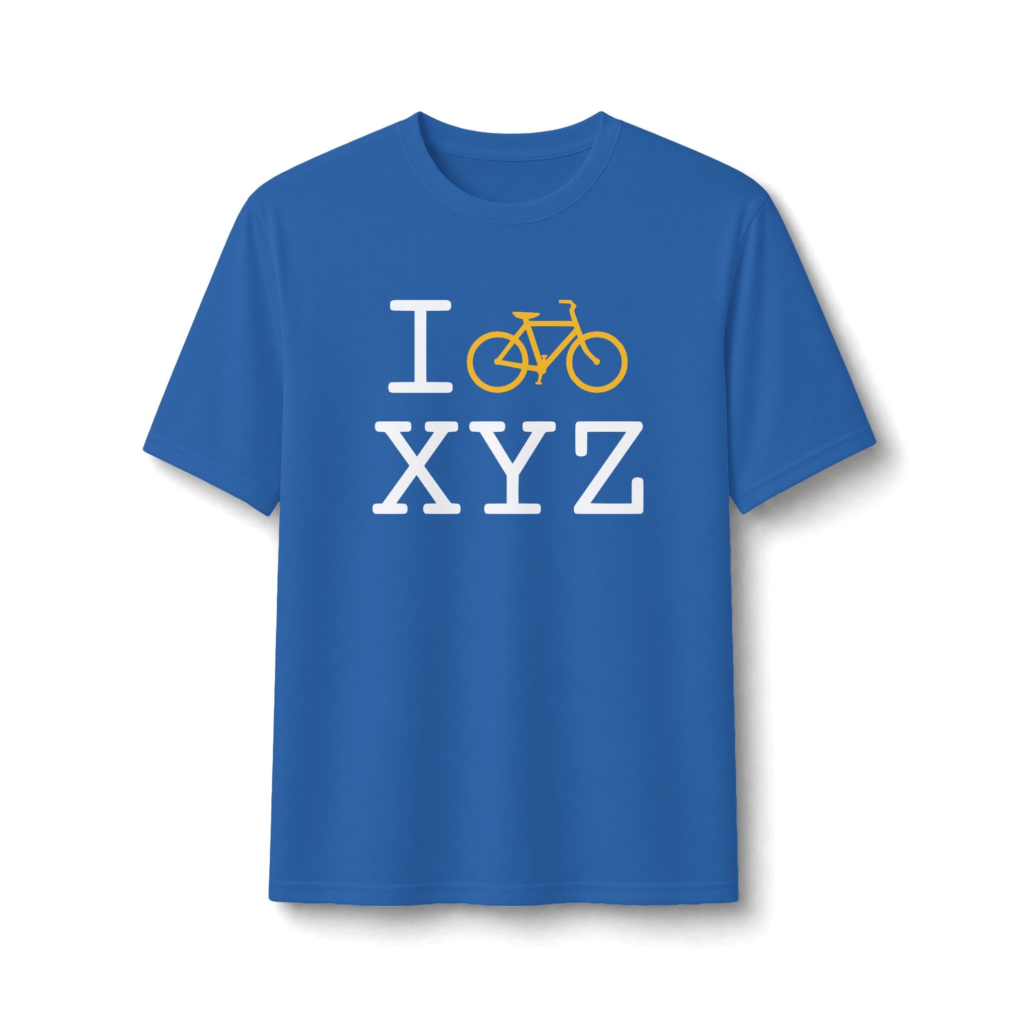 "I Bike ___" athletic T, yellow bike