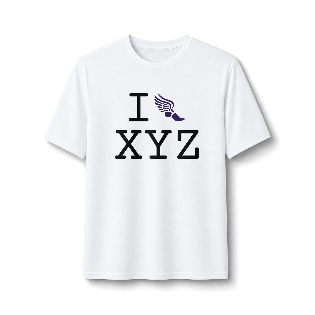 I Run ___ athletic T, purple logo