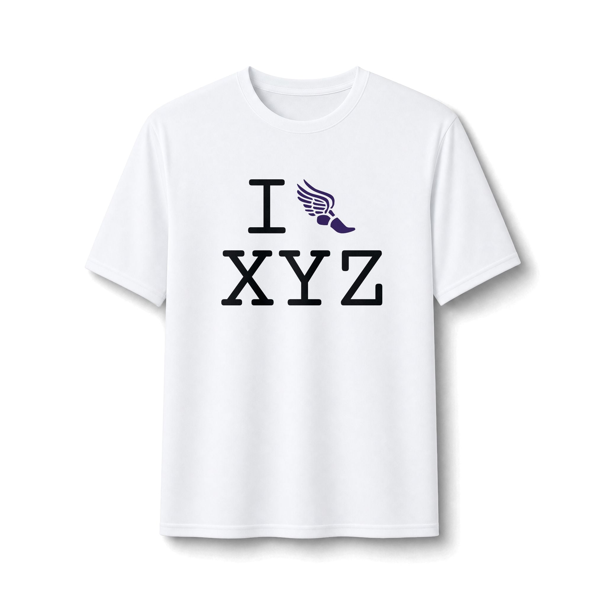 I Run ___ athletic T, purple logo