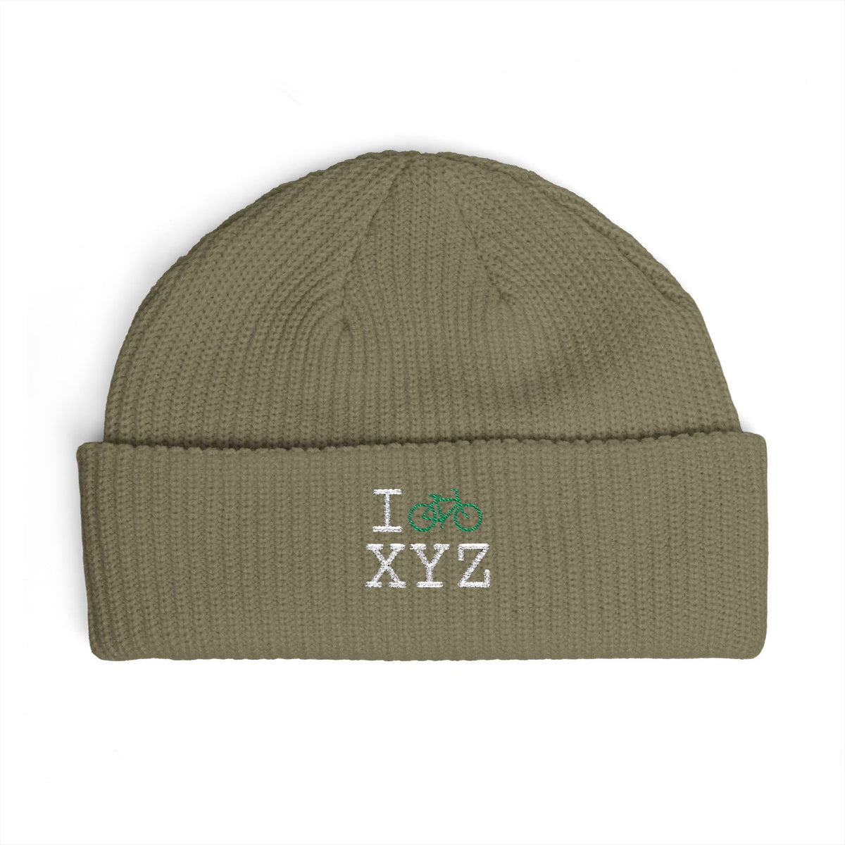 I Bike beanie, green bike