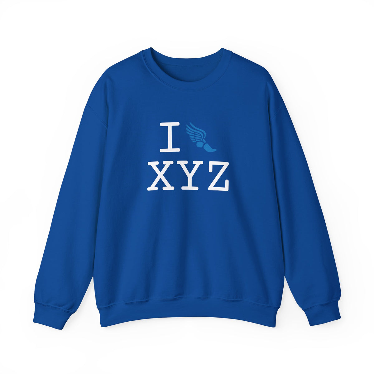 I Run sweatshirt, light blue logo