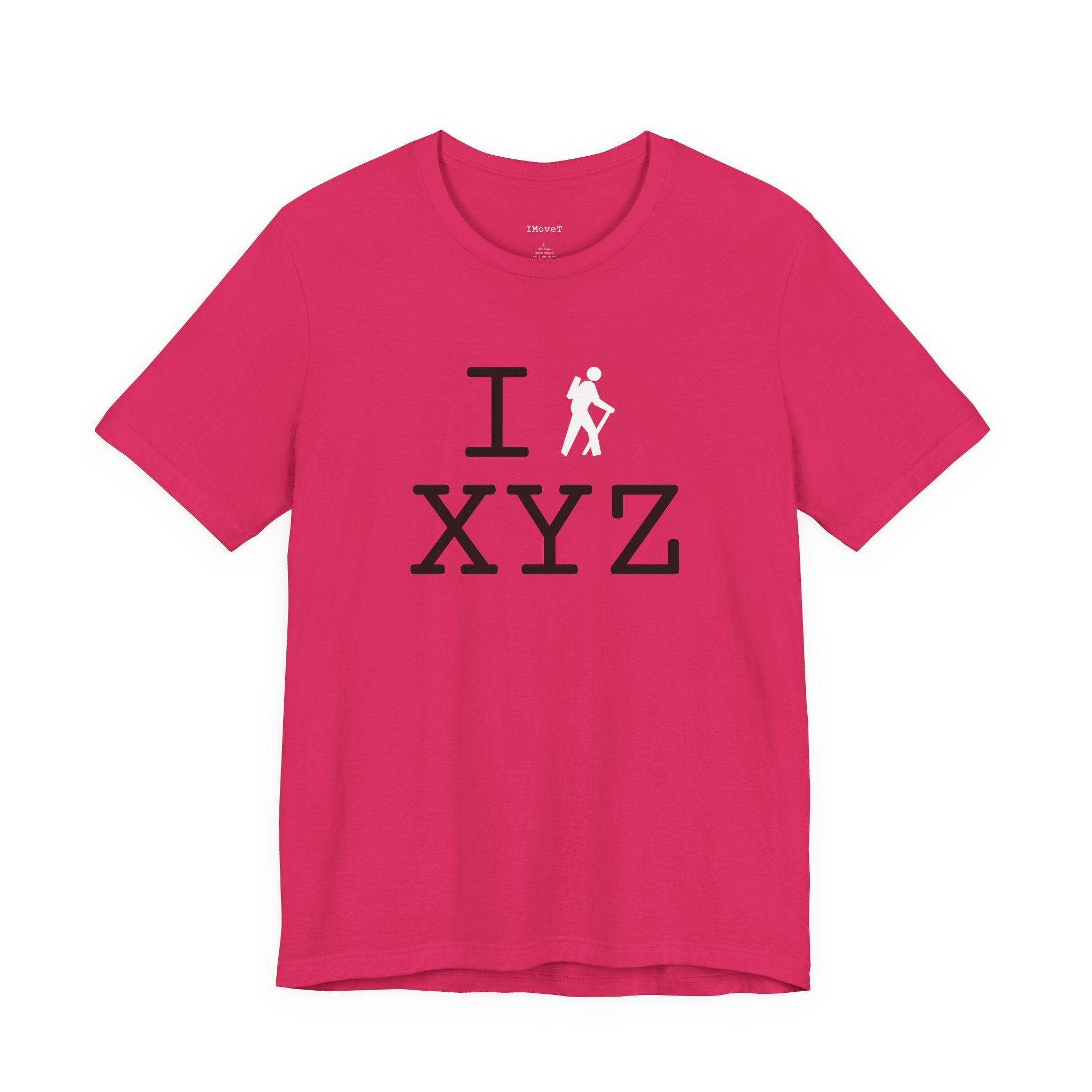 I Hike ___ unisex T, white hiker