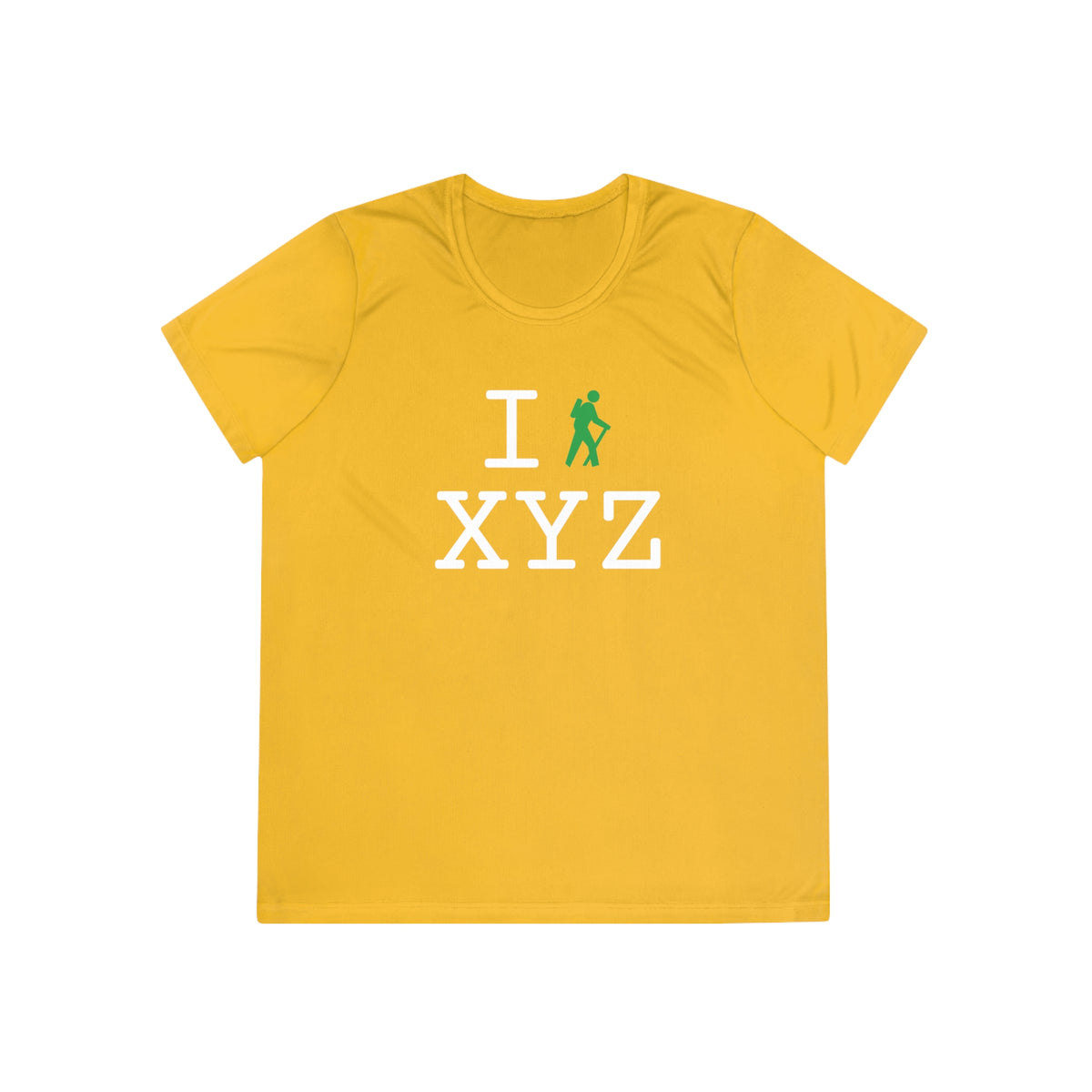 I Hike women's athletic T, green hiker