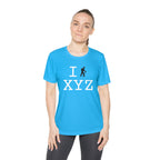 I Hike women's athletic T, black hiker