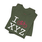 I Bike unisex T, hot pink bike