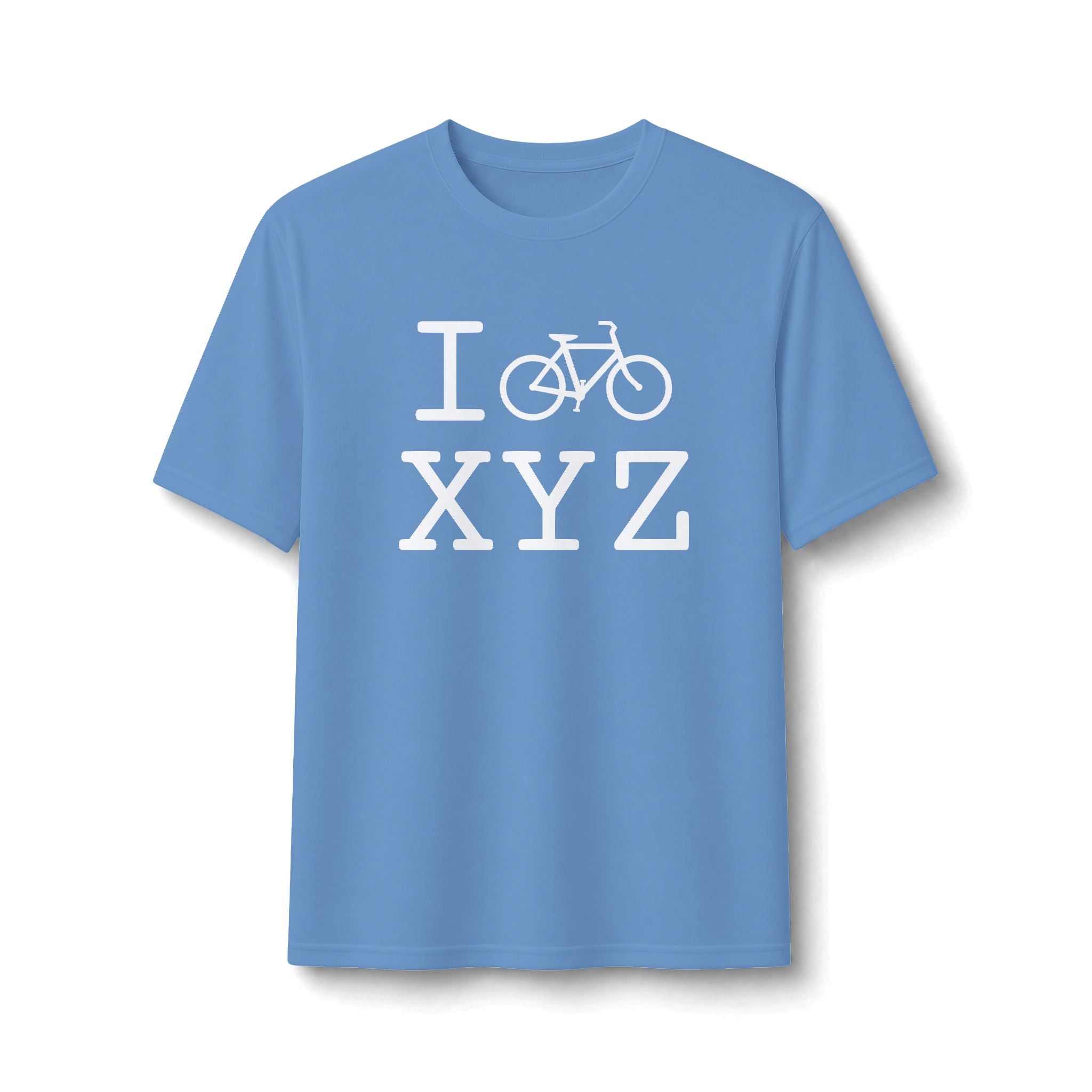 "I Bike ___" athletic T, white bike