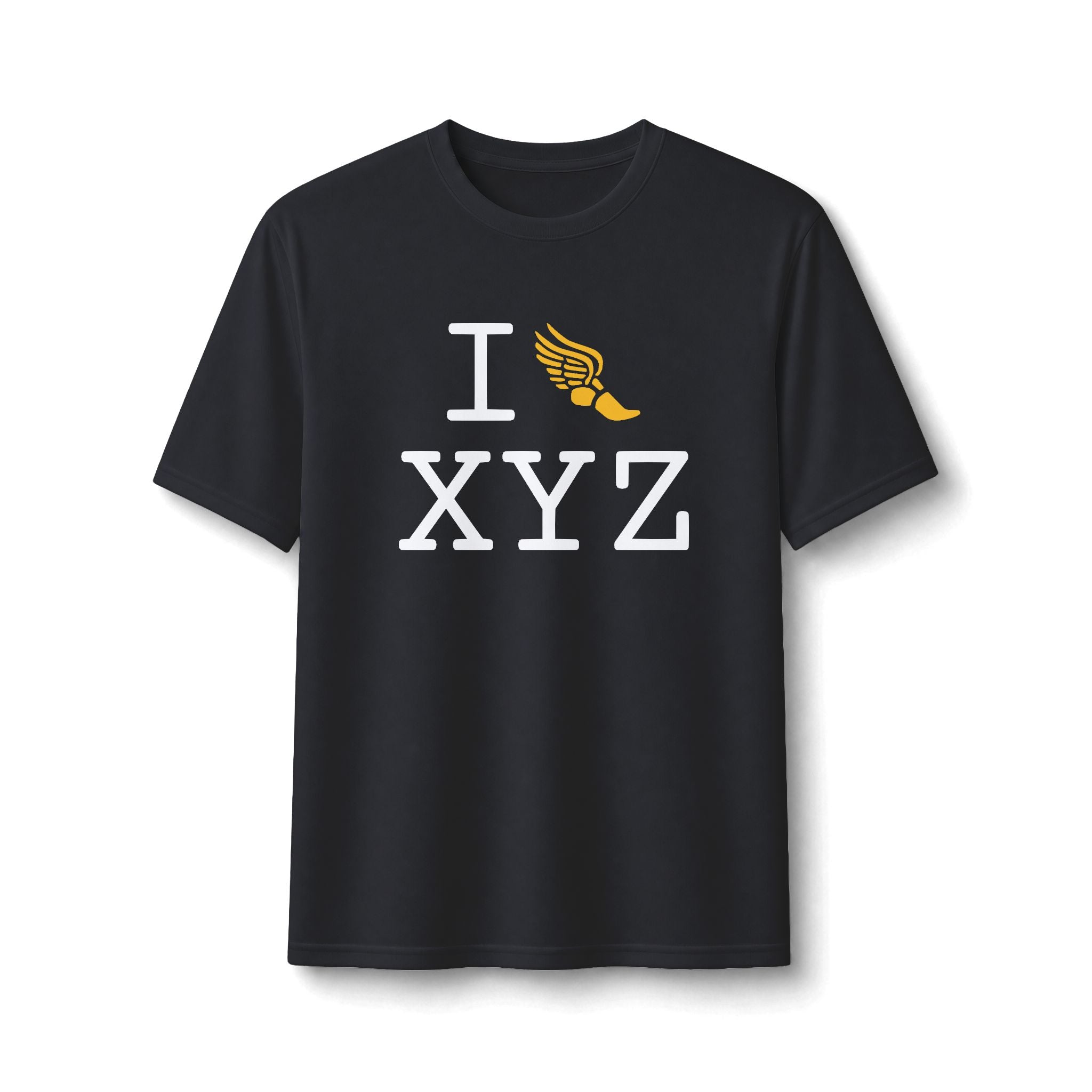 I Run ___ athletic T, yellow logo