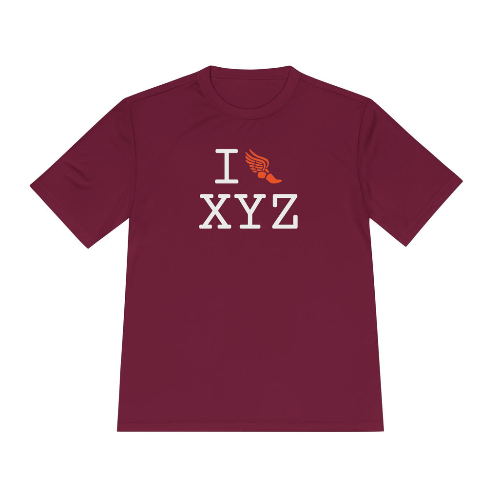 I Run athletic T, orange logo