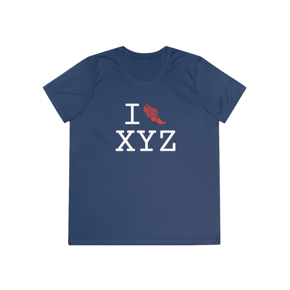 I Run women's athletic T, red logo