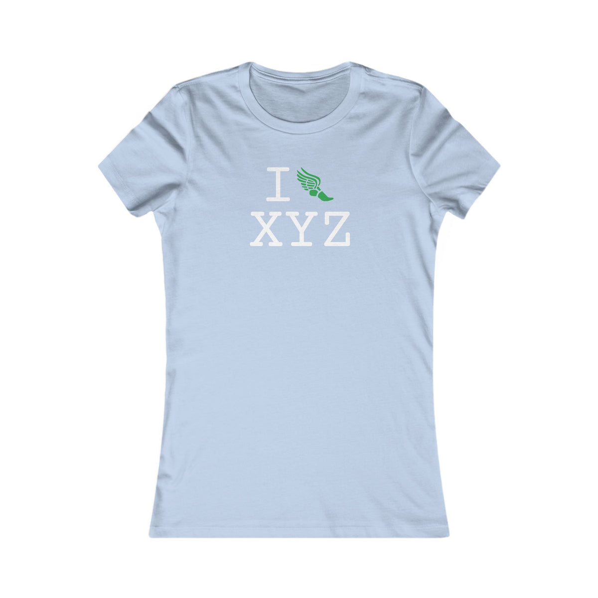 I Run women's T, green logo