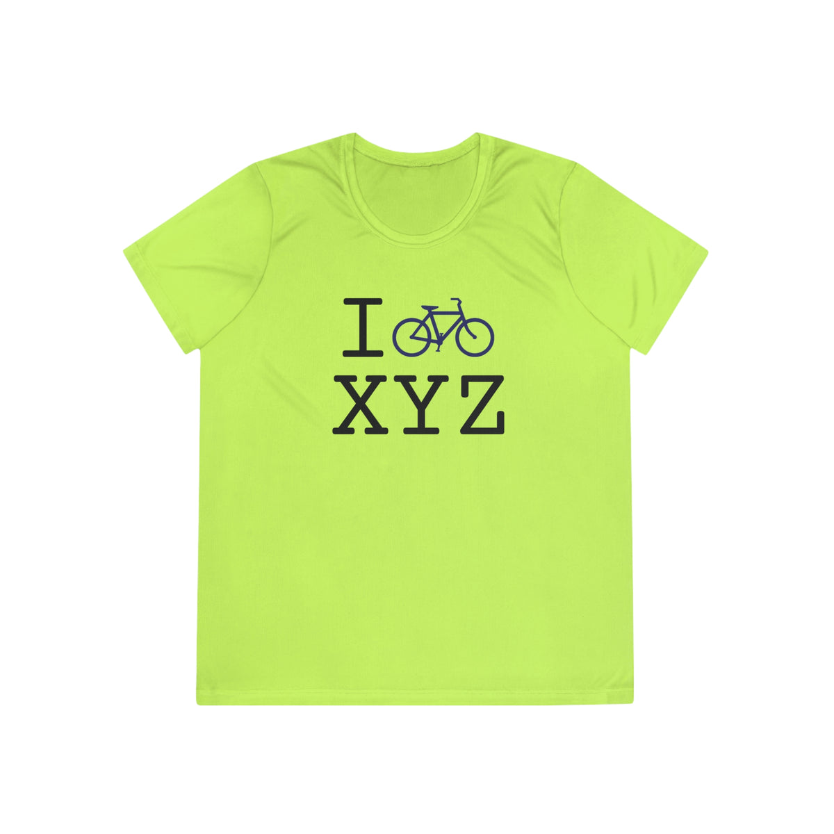 I Bike women's athletic T, navy bike