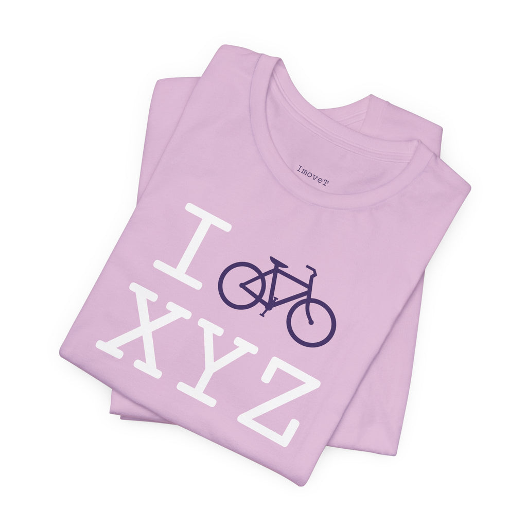 I Bike unisex T, purple bike