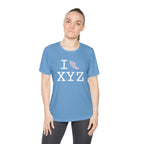 I Run women's athletic T, pink logo