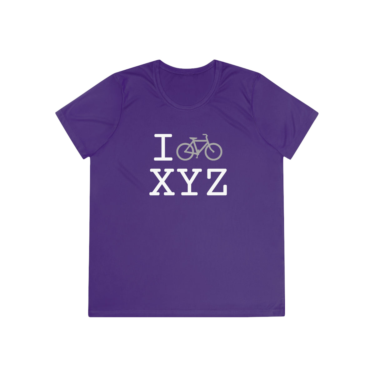 I Bike women's athletic T, grey bike