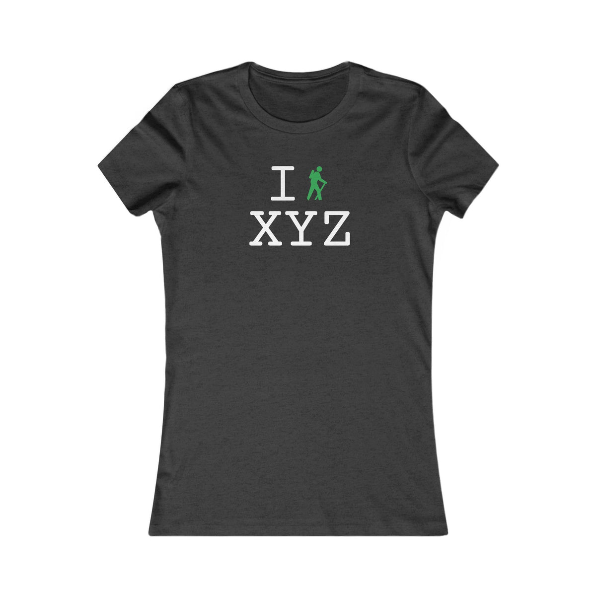 I Hike women's T, green hiker