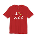 I Run unisex T, gold logo