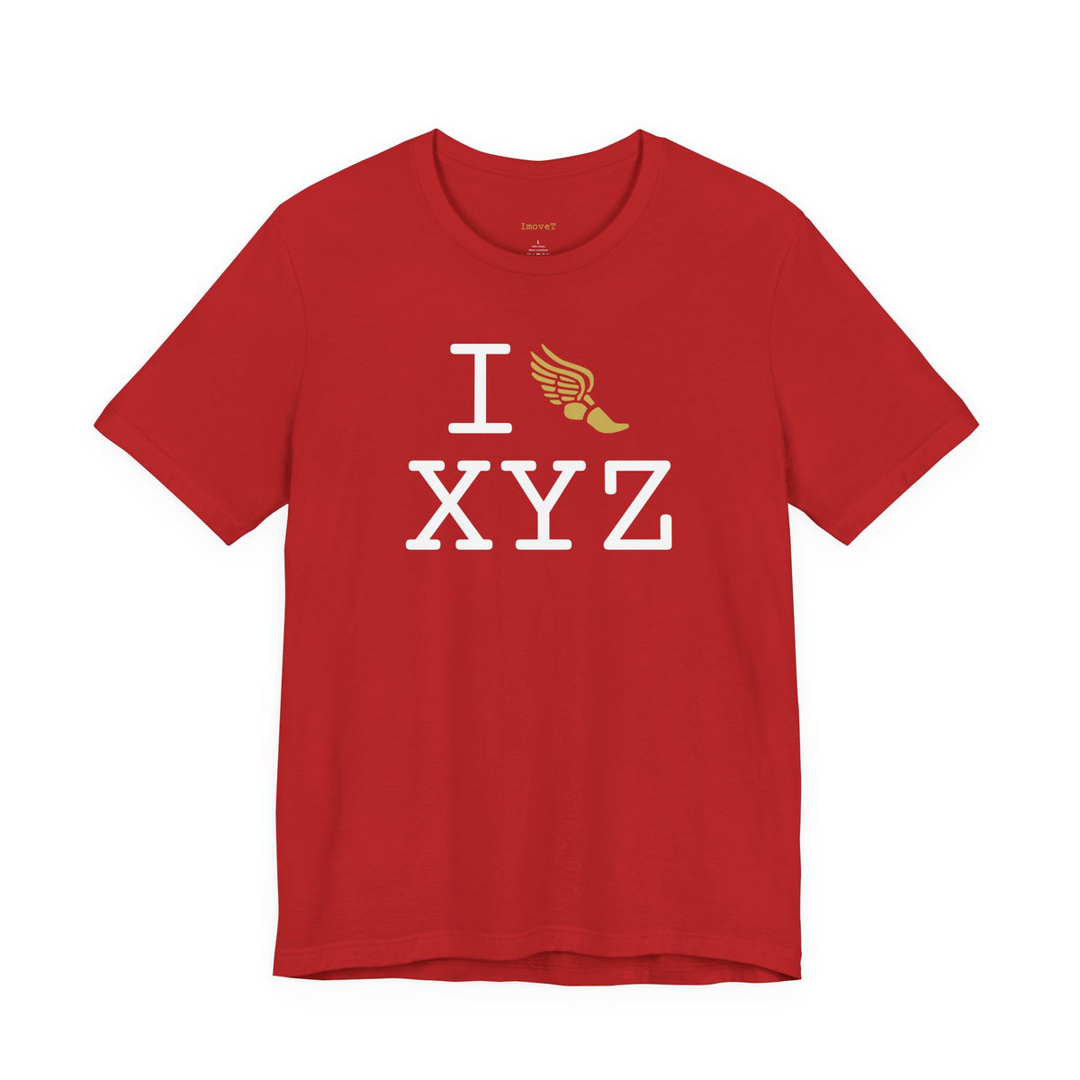 I Run unisex T, gold logo