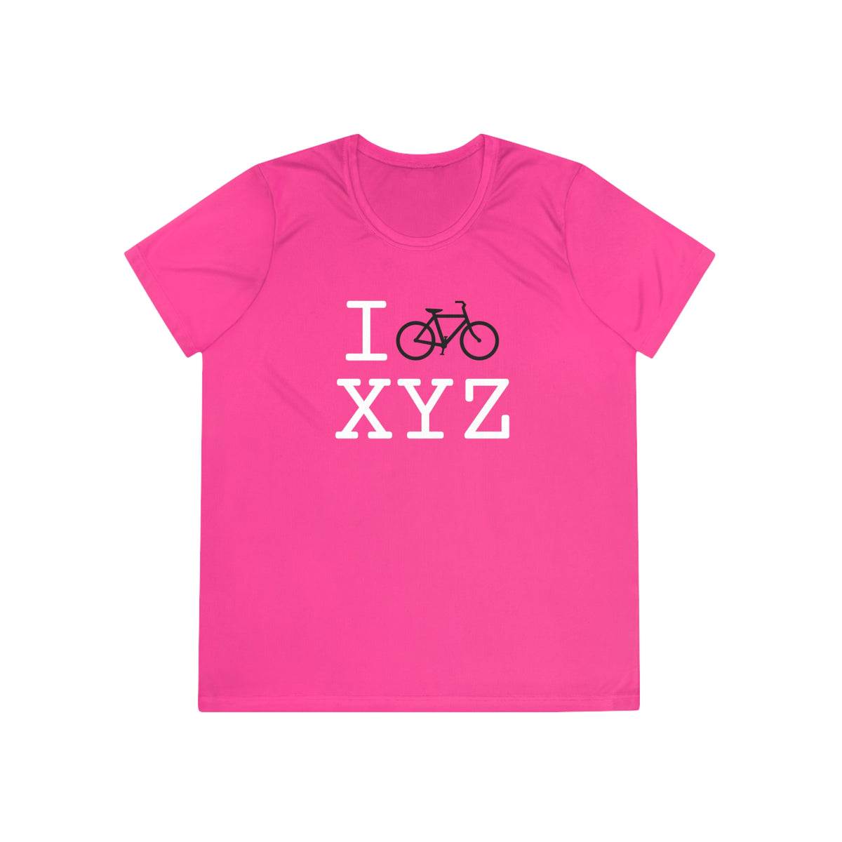 I Bike women's athletic T, black bike