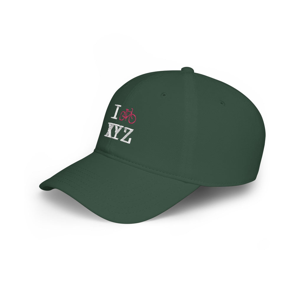 I Bike baseball cap, pink bike