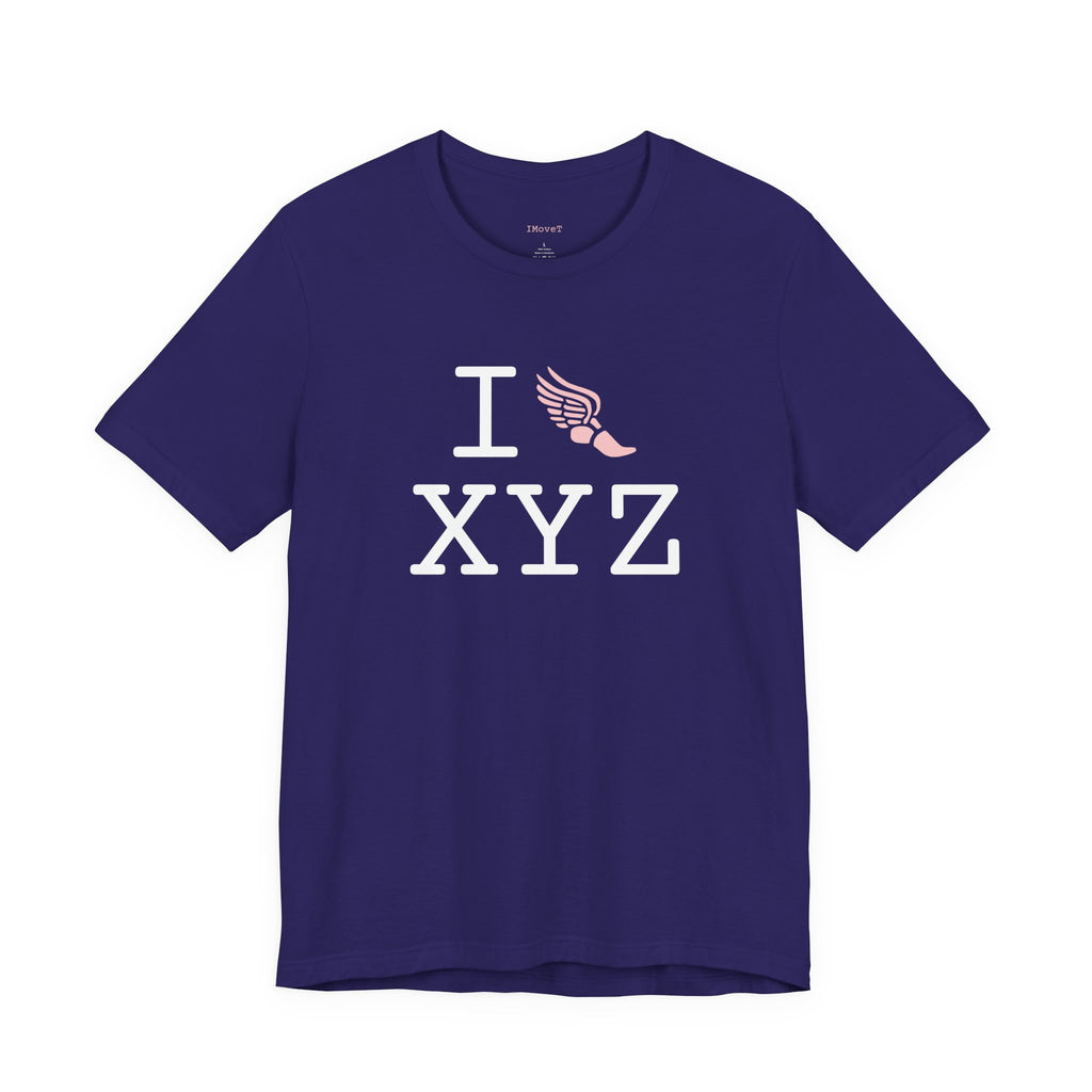 I Run ___ unisex T, pink logo