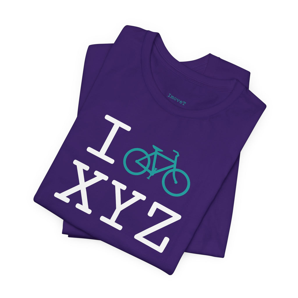 I Bike unisex T, teal bike