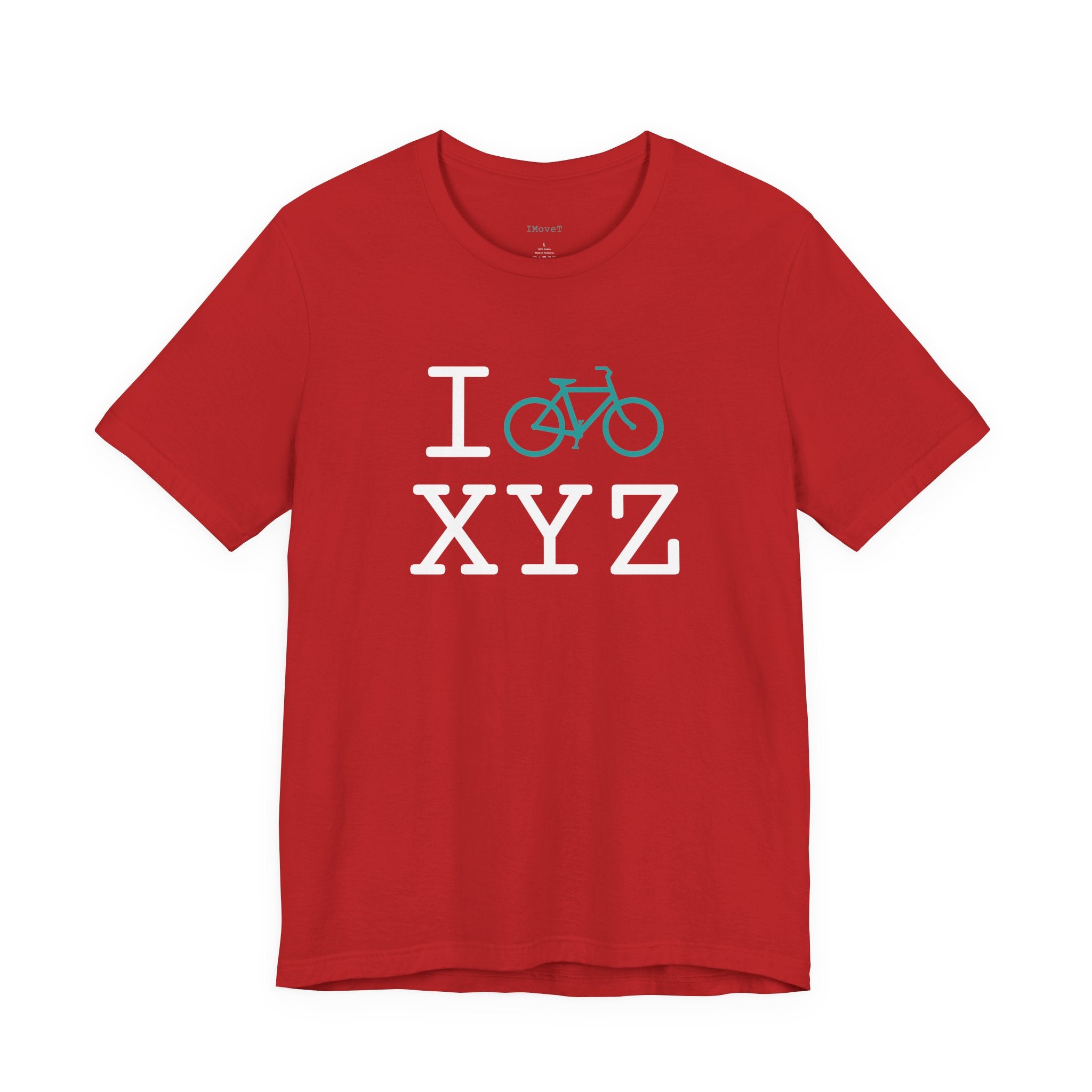 I Bike ___ unisex T, teal bike