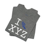 I Run unisex T, blue logo