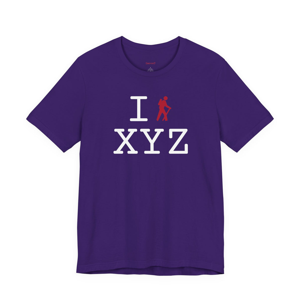 I Hike unisex T, red hiker