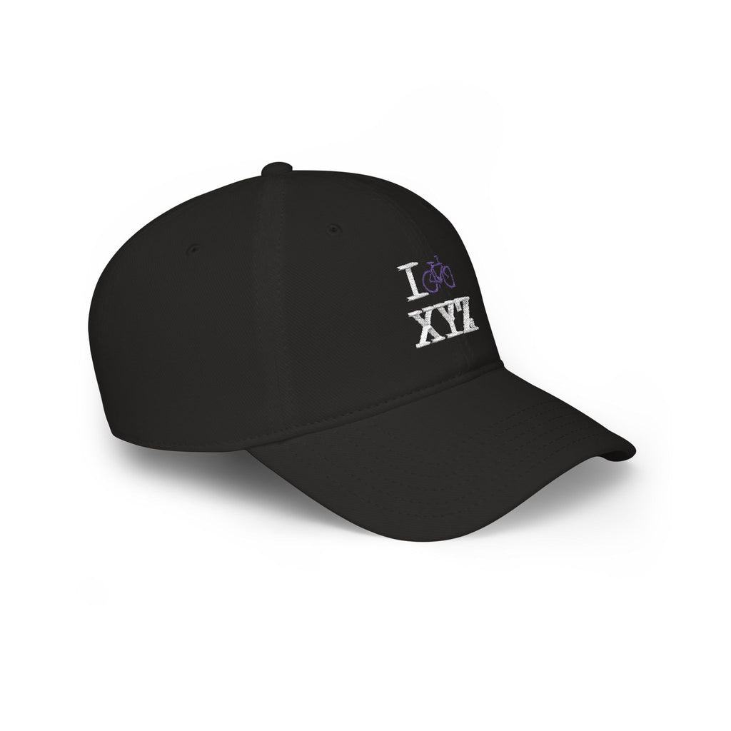 I Bike baseball cap, purple bike