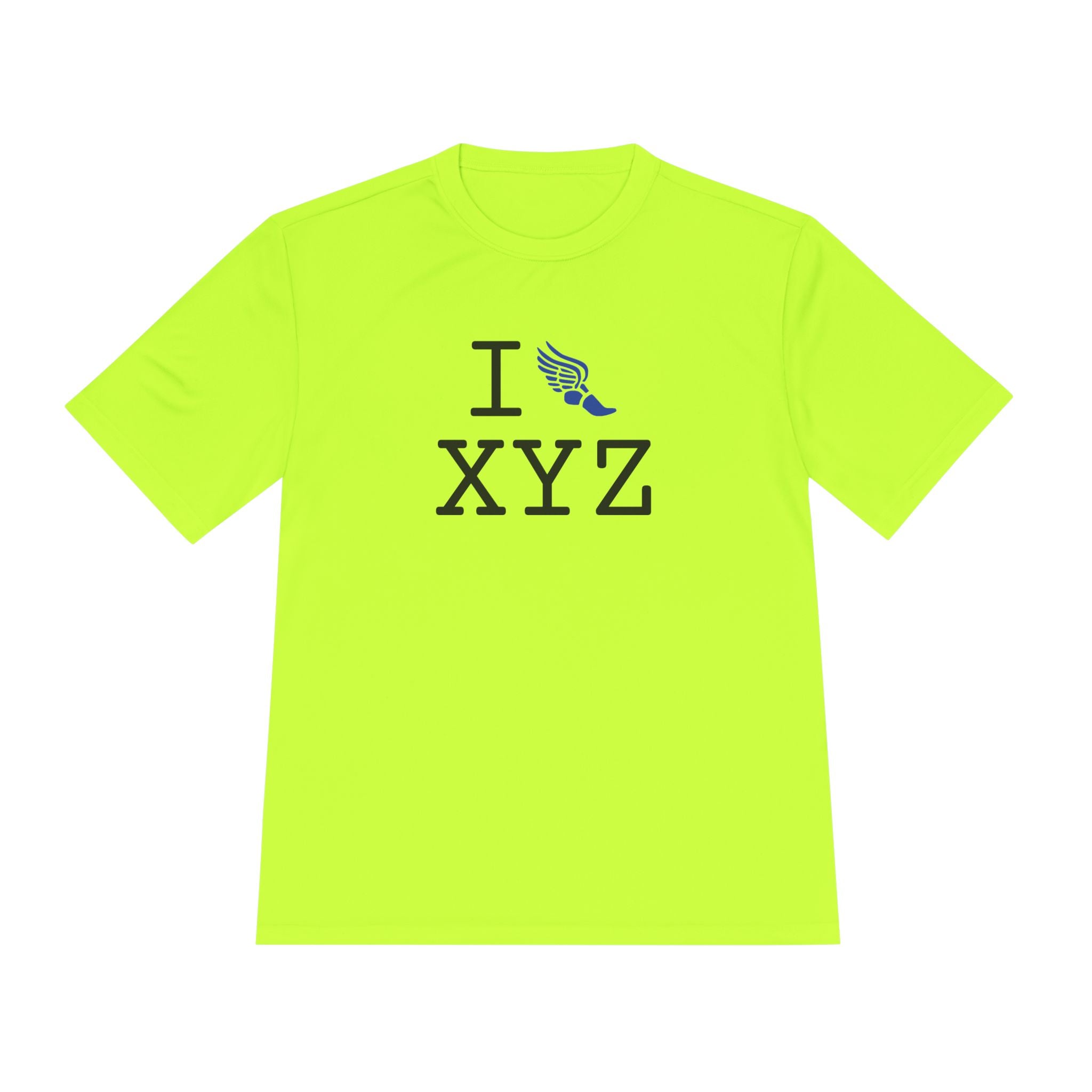 I Run athletic T, blue logo