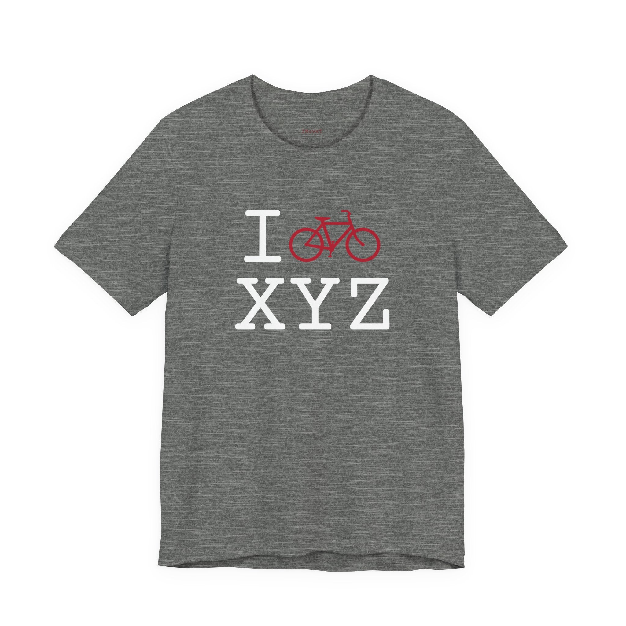 I Bike ___ unisex T, crimson bike