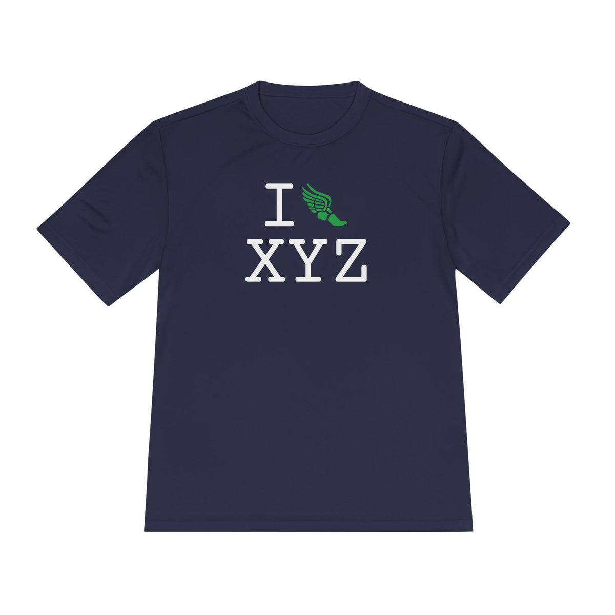 I Run athletic T, green logo