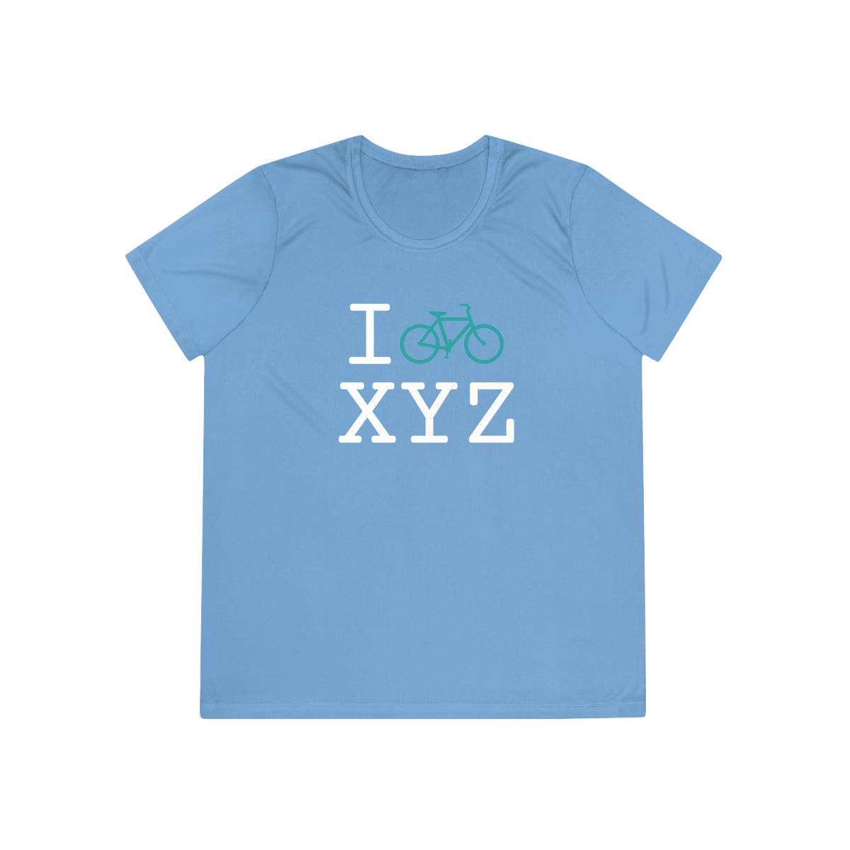 I Bike women's athletic T, teal bike
