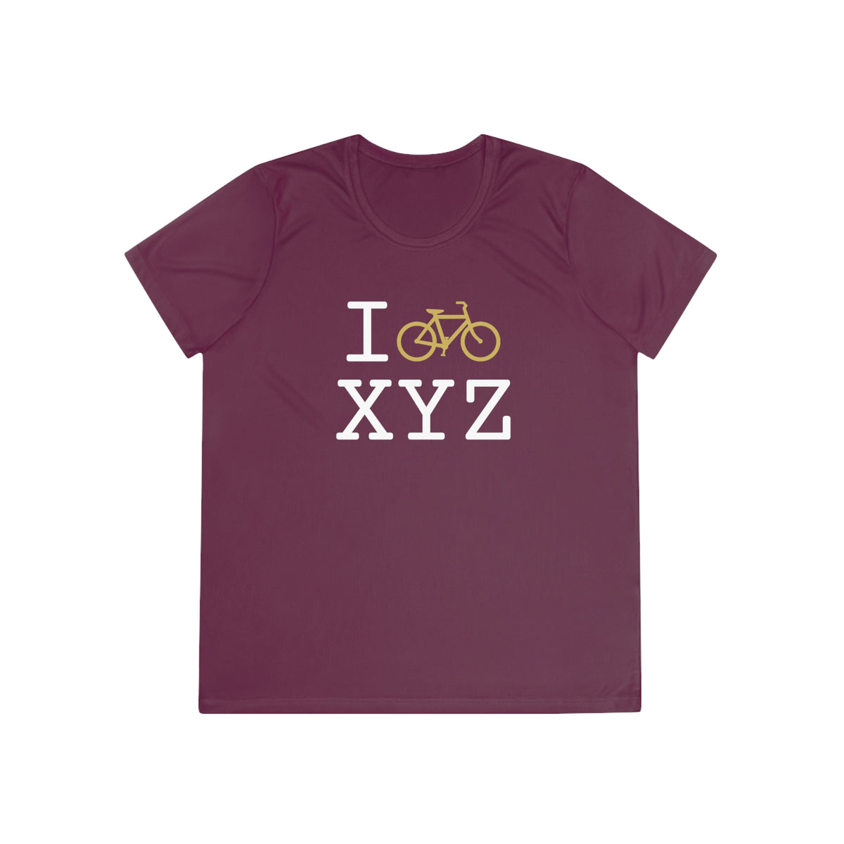 I Bike women's athletic T, gold bike