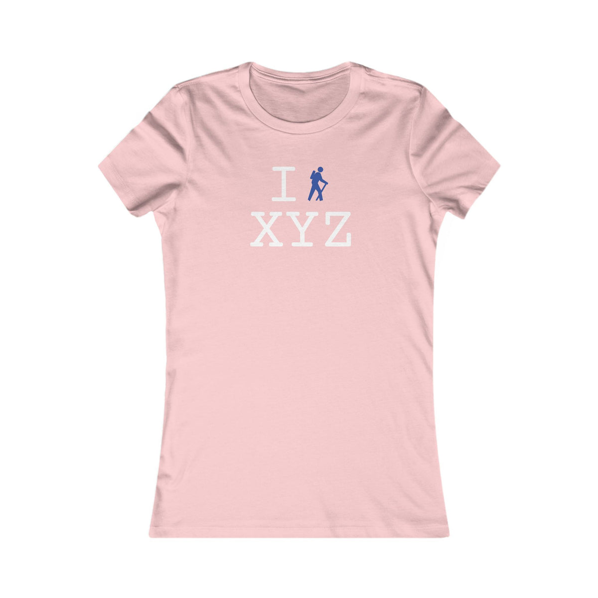 I Hike women's T, blue hiker
